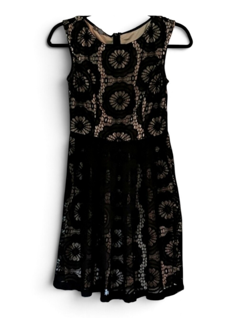 Roz & Ali, Black/nude illusion dress Sz 8P